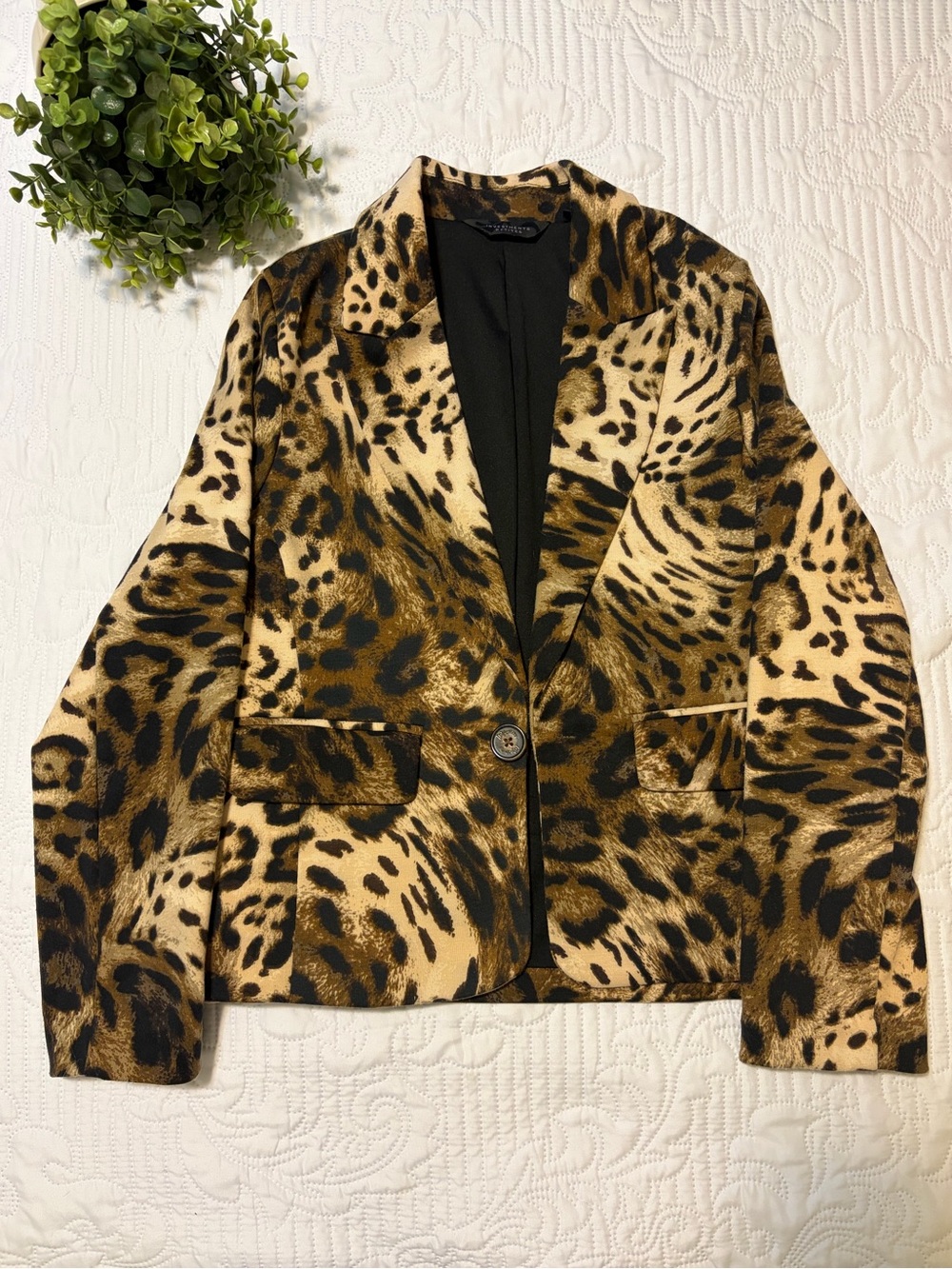 Investments Leopard-Pattern Blazer Jacket - Brown & Black